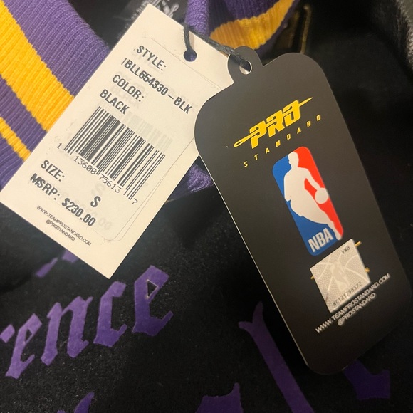 Los Angeles Lakers Pro Standard Old English Full-Zip Varsity Jacket - Black - Picture 3 of 3